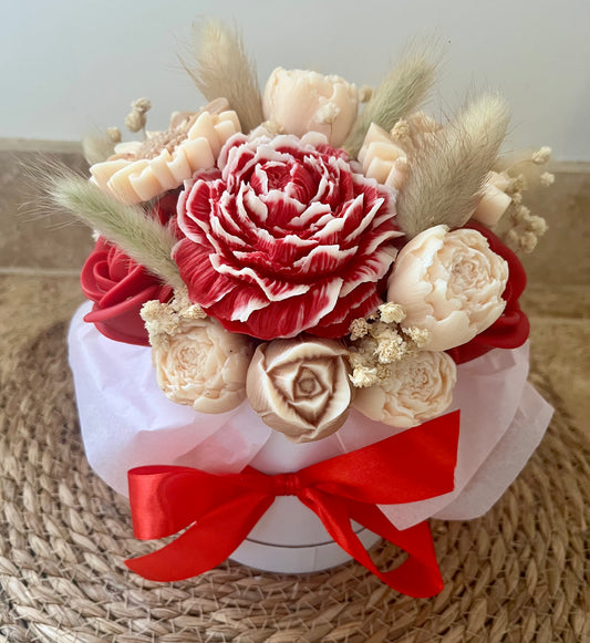 Bouquet parfumé rouge et crème