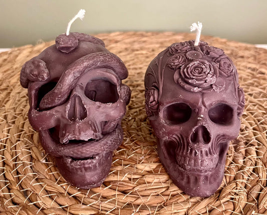 Bougie tête de mort Bordeaux